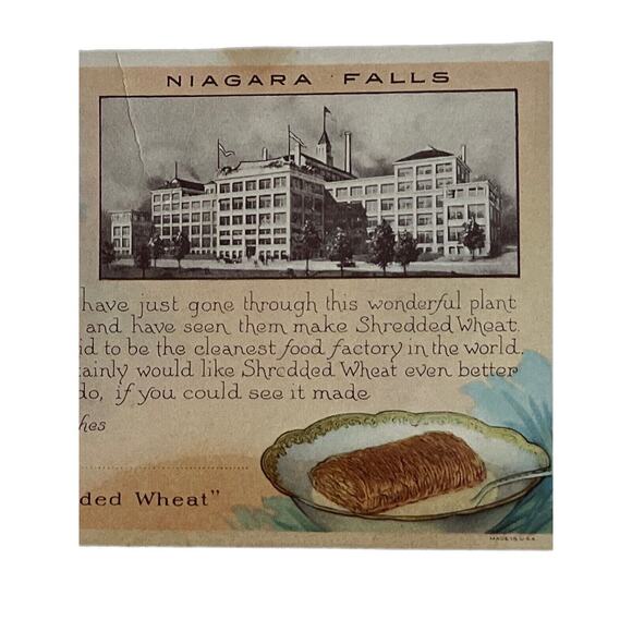 Antique Ad Postcard Shredded Wheat Ephemera Litho Print Niagara Falls New York - Picture 1 of 5